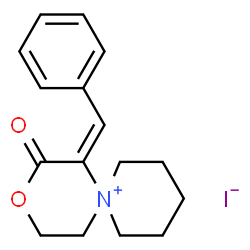 ChemSpider 2D Image | (1E)-1-Benzylidene-2-oxo-3-oxa-6-azoniaspiro[5.5]undecane iodide | C16H20INO2