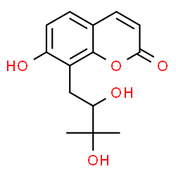 ChemSpider 2D Image | 8-(2,3-Dihydroxy-3-methylbutyl)-7-hydroxy-2H-chromen-2-one | C14H16O5