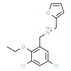 ChemSpider 2D Image | (3,5-Dichloro-2-ethoxyphenyl)-N-(2-furylmethyl)methanaminium | C14H16Cl2NO2