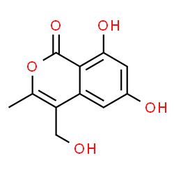 ChemSpider 2D Image | 6,8-Dihydroxy-4-(hydroxymethyl)-3-methyl-1H-isochromen-1-one | C11H10O5