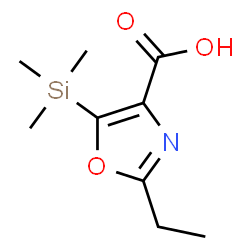 ChemSpider 2D Image | 2-Ethyl-5-(trimethylsilyl)-1,3-oxazole-4-carboxylic acid | C9H15NO3Si