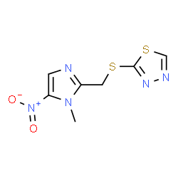 ChemSpider 2D Image | 2-{[(1-Methyl-5-nitro-1H-imidazol-2-yl)methyl]sulfanyl}-1,3,4-thiadiazole | C7H7N5O2S2