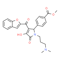 ChemSpider 2D Image | Methyl 4-{3-(1-benzofuran-2-ylcarbonyl)-1-[3-(dimethylamino)propyl]-4-hydroxy-5-oxo-2,5-dihydro-1H-pyrrol-2-yl}benzoate | C26H26N2O6