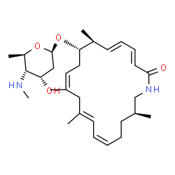 ChemSpider 2D Image | (3E,5E,7S,8S,10Z,13E,15Z,19S)-7,11,13,19-Tetramethyl-2-oxoazacycloicosa-3,5,10,13,15-pentaen-8-yl 2,4,6-trideoxy-4-(methylamino)-beta-D-ribo-hexopyranoside | C30H48N2O4