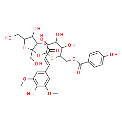 ChemSpider 2D Image | 3-O-[(2E)-3-(4-Hydroxy-3,5-dimethoxyphenyl)-2-propenoyl]hex-2-ulofuranosyl 6-O-(4-hydroxybenzoyl)hexopyranoside | C30H36O17