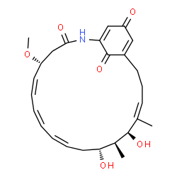ChemSpider 2D Image | (5R,6Z,8Z,10Z,13R,14S,15S,16Z)-13,15-Dihydroxy-5-methoxy-14,16-dimethyl-2-azabicyclo[18.3.1]tetracosa-1(23),6,8,10,16,20-hexaene-3,22,24-trione | C26H33NO6