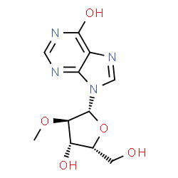 ChemSpider 2D Image | 9-(2-O-Methyl-beta-D-xylofuranosyl)-9H-purin-6-ol | C11H14N4O5