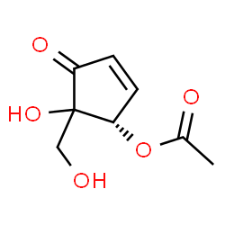 ChemSpider 2D Image | (1S)-5-Hydroxy-5-(hydroxymethyl)-4-oxo-2-cyclopenten-1-yl acetate | C8H10O5