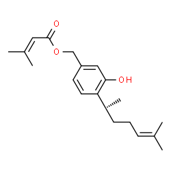 ChemSpider 2D Image | 3-Hydroxy-4-[(2R)-6-methyl-5-hepten-2-yl]benzyl 3-methyl-2-butenoate | C20H28O3