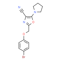 ChemSpider 2D Image | 2-[(4-Bromophenoxy)methyl]-5-(1-pyrrolidinyl)-1,3-oxazole-4-carbonitrile | C15H14BrN3O2