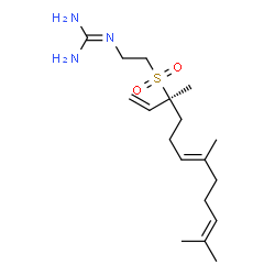ChemSpider 2D Image | 2-(2-{[(3S,6E)-3,7,11-Trimethyl-1,6,10-dodecatrien-3-yl]sulfonyl}ethyl)guanidine | C18H33N3O2S