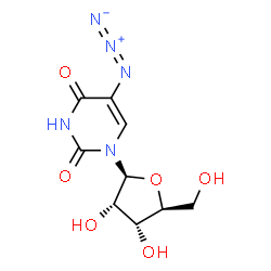 ChemSpider 2D Image | 5-Azido-1-(beta-L-ribofuranosyl)-2,4(1H,3H)-pyrimidinedione | C9H11N5O6