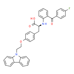 ChemSpider 2D Image | O-[2-(9H-Carbazol-9-yl)ethyl]-N-[2-(4-fluorobenzoyl)phenyl]-L-tyrosine | C36H29FN2O4