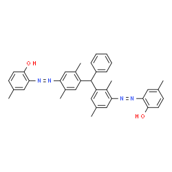 ChemSpider 2D Image | 2-({3-[{4-[(2-Hydroxy-5-methylphenyl)diazenyl]-2,5-dimethylphenyl}(phenyl)methyl]-2,5-dimethylphenyl}diazenyl)-4-methylphenol | C37H36N4O2