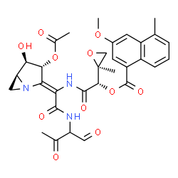ChemSpider 2D Image | (1S)-2-({(1E)-1-[(3R,4R,5S)-3-Acetoxy-4-hydroxy-1-azabicyclo[3.1.0]hex-2-ylidene]-2-[(1,3-dioxo-2-butanyl)amino]-2-oxoethyl}amino)-1-[(2S)-2-methyl-2-oxiranyl]-2-oxoethyl 3-methoxy-5-methyl-1-naphthoa
te | C31H33N3O11