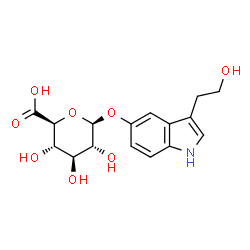 ChemSpider 2D Image | 3-(2-Hydroxyethyl)-1H-indol-5-yl beta-D-glucopyranosiduronic acid | C16H19NO8