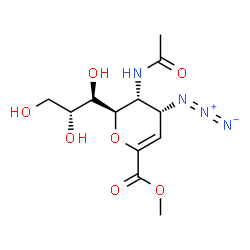 ChemSpider 2D Image | Methyl (6R)-5-acetamido-2,6-anhydro-4-azido-3,4,5-trideoxy-6-[(2R)-1,2,3-trihydroxypropyl]-L-erythro-hex-2-enonate | C12H18N4O7