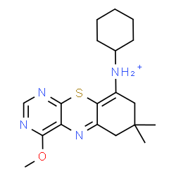 ChemSpider 2D Image | N-Cyclohexyl-4-methoxy-7,7-dimethyl-7,8-dihydro-6H-pyrimido[4,5-b][1,4]benzothiazin-9-aminium | C19H27N4OS