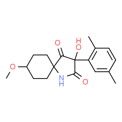 ChemSpider 2D Image | 3-(2,5-dimethylphenyl)-3-hydroxy-8-methoxy-1-azaspiro[4.5]decane-2,4-dione | C18H23NO4