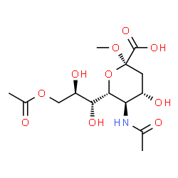 ChemSpider 2D Image | Methyl (6R)-5-acetamido-6-[(2R)-3-acetoxy-1,2-dihydroxypropyl]-3,5-dideoxy-beta-L-threo-hex-2-ulopyranosidonic acid | C14H23NO10