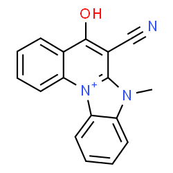 ChemSpider 2D Image | 6-Cyano-5-hydroxy-7-methyl-7H-[3,1]benzimidazo[1,2-a]quinolin-12-ium | C17H12N3O