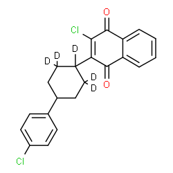 ChemSpider 2D Image | 2-Chloro-3-[4-(4-chlorophenyl)(1,2,2,6,6-~2~H_5_)cyclohexyl]-1,4-naphthoquinone | C22H13D5Cl2O2