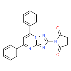 ChemSpider 2D Image | 1-(5,7-Diphenyl[1,2,4]triazolo[1,5-a]pyrimidin-2-yl)-2,5-pyrrolidinedione | C21H15N5O2