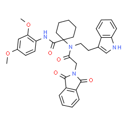 ChemSpider 2D Image | N-(2,4-Dimethoxyphenyl)-1-{[(1,3-dioxo-1,3-dihydro-2H-isoindol-2-yl)acetyl][2-(1H-indol-3-yl)ethyl]amino}cyclohexanecarboxamide | C35H36N4O6
