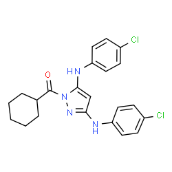 ChemSpider 2D Image | {3,5-Bis[(4-chlorophenyl)amino]-1H-pyrazol-1-yl}(cyclohexyl)methanone | C22H22Cl2N4O