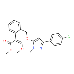 ChemSpider 2D Image | Methyl (2Z)-2-[2-({[3-(4-chlorophenyl)-1-methyl-1H-pyrazol-5-yl]oxy}methyl)phenyl]-3-methoxyacrylate | C22H21ClN2O4