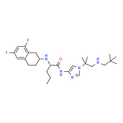 ChemSpider 2D Image | N~2~-(6,8-Difluoro-1,2,3,4-tetrahydro-2-naphthalenyl)-N-(1-{1-[(2,2-dimethylpropyl)amino]-2-methyl-2-propanyl}-1H-imidazol-4-yl)-L-norvalinamide | C27H41F2N5O
