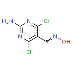 ChemSpider 2D Image | 4,6-Dichloro-5-[(hydroxyimino)methyl]-2-pyrimidinamine | C5H4Cl2N4O
