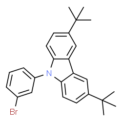 ChemSpider 2D Image | 9-(3-Bromophenyl)-3,6-bis(2-methyl-2-propanyl)-9H-carbazole | C26H28BrN