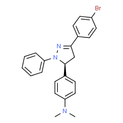 ChemSpider 2D Image | 4-[(5S)-3-(4-Bromophenyl)-1-phenyl-4,5-dihydro-1H-pyrazol-5-yl]-N,N-dimethylaniline | C23H22BrN3