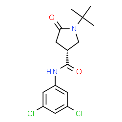 ChemSpider 2D Image | (3R)-N-(3,5-Dichlorophenyl)-1-(2-methyl-2-propanyl)-5-oxo-3-pyrrolidinecarboxamide | C15H18Cl2N2O2