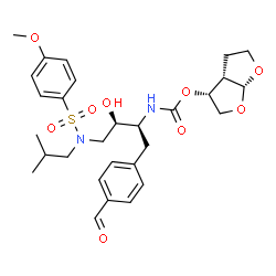 ChemSpider 2D Image | (3R,3aS,6aR)-Hexahydrofuro[2,3-b]furan-3-yl [(2S,3R)-1-(4-formylphenyl)-3-hydroxy-4-{isobutyl[(4-methoxyphenyl)sulfonyl]amino}-2-butanyl]carbamate | C29H38N2O9S