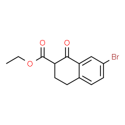 ChemSpider 2D Image | Ethyl 7-bromo-1-oxo-1,2,3,4-tetrahydro-2-naphthalenecarboxylate | C13H13BrO3