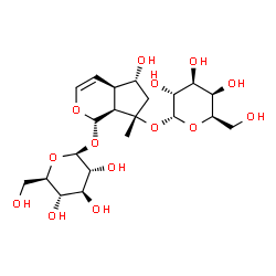 ChemSpider 2D Image | (1S,4aR,5R,7S,7aS)-1-(beta-D-Glucopyranosyloxy)-5-hydroxy-7-methyl-1,4a,5,6,7,7a-hexahydrocyclopenta[c]pyran-7-yl alpha-D-galactopyranoside | C21H34O14