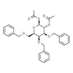 ChemSpider 2D Image | 1,2-Di-O-acetyl-3,4,6-tri-O-benzyl-beta-D-galactopyranose | C31H34O8