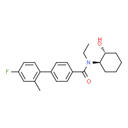 ChemSpider 2D Image | N-Ethyl-4'-fluoro-N-[(1R,2R)-2-hydroxycyclohexyl]-2'-methyl-4-biphenylcarboxamide | C22H26FNO2
