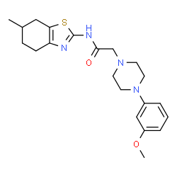 ChemSpider 2D Image | 2-[4-(3-Methoxyphenyl)-1-piperazinyl]-N-(6-methyl-4,5,6,7-tetrahydro-1,3-benzothiazol-2-yl)acetamide | C21H28N4O2S