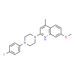 ChemSpider 2D Image | 2-[4-(4-Fluorophenyl)-1-piperazinyl]-7-methoxy-4-methylquinolinium | C21H23FN3O