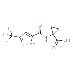 ChemSpider 2D Image | 1-({[3-(Trifluoromethyl)-1H-pyrazol-5-yl]carbonyl}amino)cyclopropanecarboxylic acid | C9H8F3N3O3