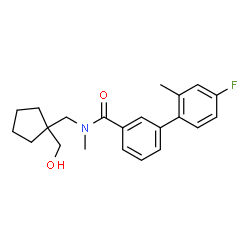 ChemSpider 2D Image | 4'-Fluoro-N-{[1-(hydroxymethyl)cyclopentyl]methyl}-N,2'-dimethyl-3-biphenylcarboxamide | C22H26FNO2