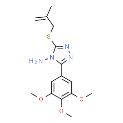 ChemSpider 2D Image | 3-[(2-Methyl-2-propen-1-yl)sulfanyl]-5-(3,4,5-trimethoxyphenyl)-4H-1,2,4-triazol-4-amine | C15H20N4O3S