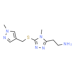 ChemSpider 2D Image | 2-(4-Methyl-5-{[(1-methyl-1H-pyrazol-4-yl)methyl]sulfanyl}-4H-1,2,4-triazol-3-yl)ethanamine | C10H16N6S