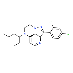ChemSpider 2D Image | (2aS,8bS)-2-(2,4-Dichlorophenyl)-6-(4-heptanyl)-4-methyl-2a,7,8,8b-tetrahydro-6H-1,3,6,8a-tetraazaacenaphthylene | C22H28Cl2N4