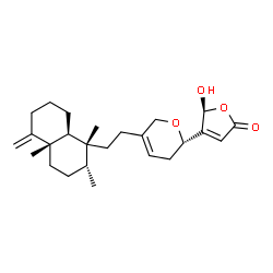 ChemSpider 2D Image | (5S)-5-Hydroxy-4-[(2S)-5-{2-[(1R,2R,4aS,8aS)-1,2,4a-trimethyl-5-methylenedecahydro-1-naphthalenyl]ethyl}-3,6-dihydro-2H-pyran-2-yl]-2(5H)-furanone | C25H36O4