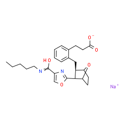 ChemSpider 2D Image | Sodium 3-(2-{[(2R)-3-{4-[hydroxy(pentylimino)methyl]-1,3-oxazol-2-yl}-7-oxabicyclo[2.2.1]hept-2-yl]methyl}phenyl)propanoate | C25H31N2NaO5