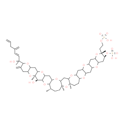 ChemSpider 2D Image | (5aR,6R,8S,10aS,11aR,18S,19R)-6-Hydroxy-2-[(2R,3E)-2-hydroxy-5-methylene-3,7-octadien-2-yl]-5a,8,10a,11a,19-pentamethyl-3-methylene-19-[2-(sulfooxy)ethyl]octatriacontahydropyrano[2''',3''':5'',6'']pyr
ano[2'',3'':5',6']pyrano[2',3':5,6]pyrano[3,2-b]pyrano[2''''',3''''':5'''',6'''']pyrano[2'''',3'''':5''',6''']pyrano[2''',3''':5'',6'']pyrano[2'',3'':6',7']oxepino[2',3':5,6]pyrano[2,3-g]oxocin-18-yl 
hydrogen sulfate | C55H82O21S2